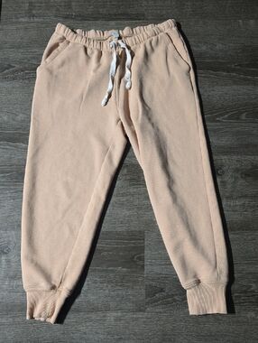 aerie Peachy Blush Ankle Joggers with White Drawstring Sz M